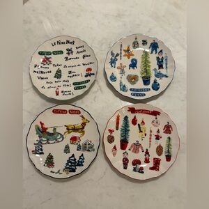 Set of 4 Nathalie Léte Plates Christmas Dessert Plates Anthropologie
